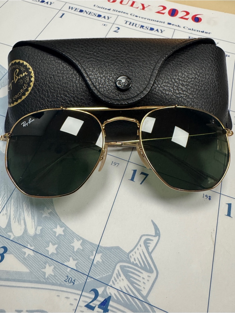 Ray-Ban RB3648 The Marshal Sunglasses Gold Frame Green Lens 54 mm